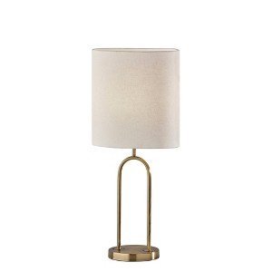Joey Table Lamp Antique Brass - Adesso: Off-White Shade, Metal Body, UL Listed, Rotary Switch - 1 of 4