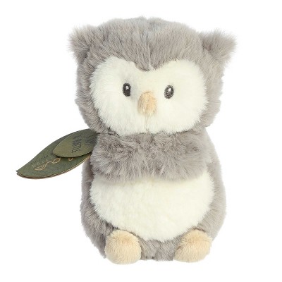 ebba Small Owlet Rattle Eco ebba Eco-Friendly Baby Stuffed Animal Gray 6"