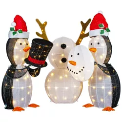 Northlight Set of 3 LED Lighted Penguins Building Snowman Outdoor Christmas Decoration 35"