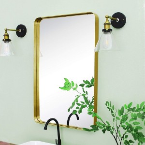 TEHOME Arthers Rectangular Stainless Steel Framed Pivoting Wall Mounted Bathroom Vanity Mirror - 1 of 4