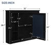 PDTEND 35" x 28" Wall-Mounted Bathroom Storage Cabinet with Mirror and 6 Open Shelves - 4 of 4