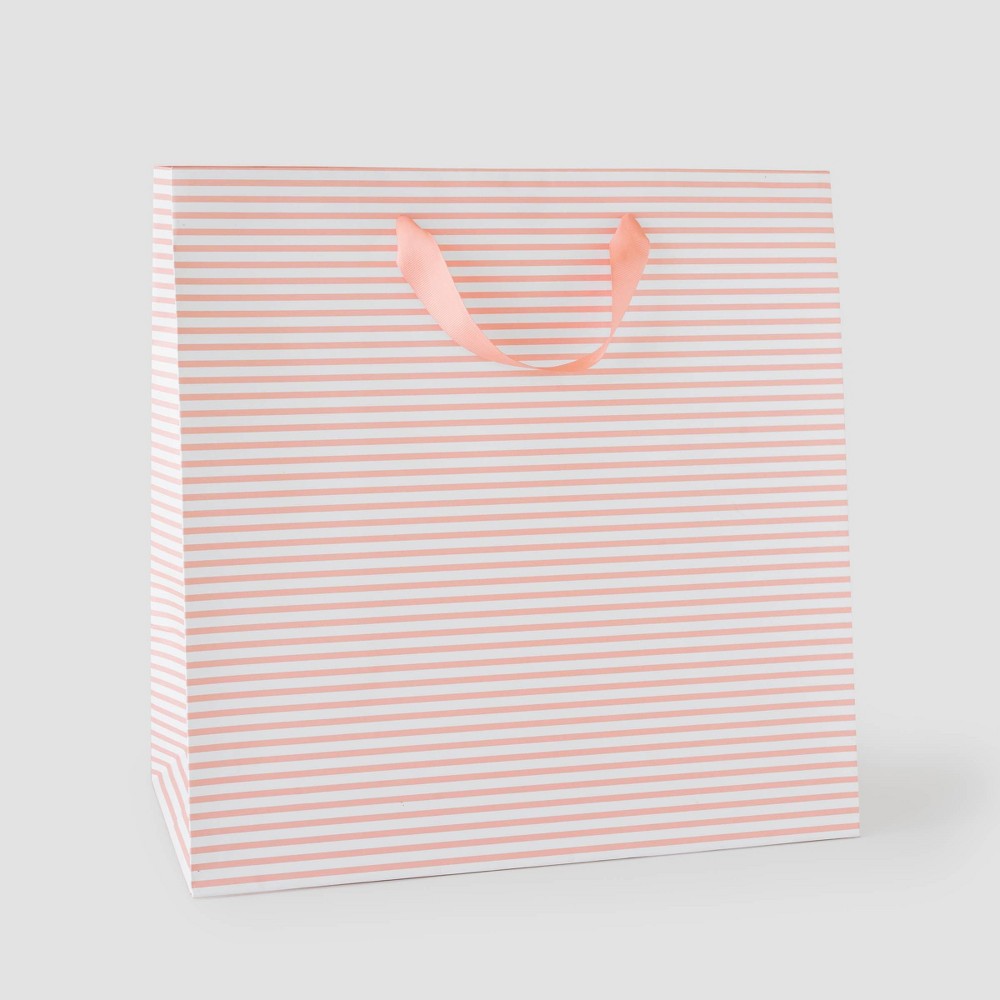 Photos - Other Souvenirs Pinstripe XL Gift Bag Pink - Sugar Paper™ + Target