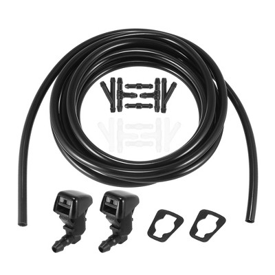 Unique Bargains Front Windshield Washer Hose Kit Fit for Ford F250 with Washer Fluid Hose 3 Meter Black Pack of 15 with 12 Pcs Hose Connectors