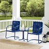 Bates 3pc Outdoor Metal Chair Set with Side Table & 2 Arm Chairs - Navy- Crosley - 2 of 4