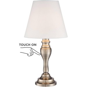 Regency Hill Thom Traditional Desk Lamp 19 1/4" High Brass Candlestick Touch On Off White Bell Shade for Bedroom Living Room Bedside Nightstand Office - 1 of 4