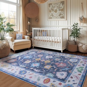 Modern Oushak Area Rug for Bedroom, Soft Washable Non-Slip Carpet, Low Pile Area Rugs for Living Room Dorm Nursery - 1 of 4