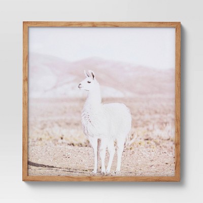 24" x 24" Llama Framed Wall Art Brown - Threshold™