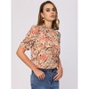 Allegra K Women's Floral Ruffle Mock Neck Puff Short Sleeves Chiffon Blouses - 2 of 4