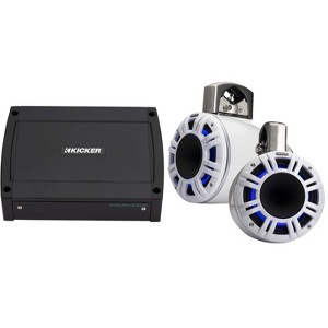 Kicker 51KMTCXL6W 6" White KMXL Horn-Loaded Tower Speakers & 400 Watt Marine Amp with tube-clamp mounting - 1 of 4