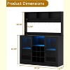 Acekool Coffee Bar Cabinet with Power Outlet, Adjustable Shelves, Hooks, Sideboard Storage for Kitchen Dining, Black - 3 of 4