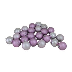 Northlight 24ct Shatterproof 4-Finish Christmas Ball Ornament Set 2.5" - Purple - 1 of 2
