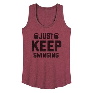 Women's - Instant Message - Kettle Bell Just Keep Swinging Graphic Racerback Tank - 1 of 4