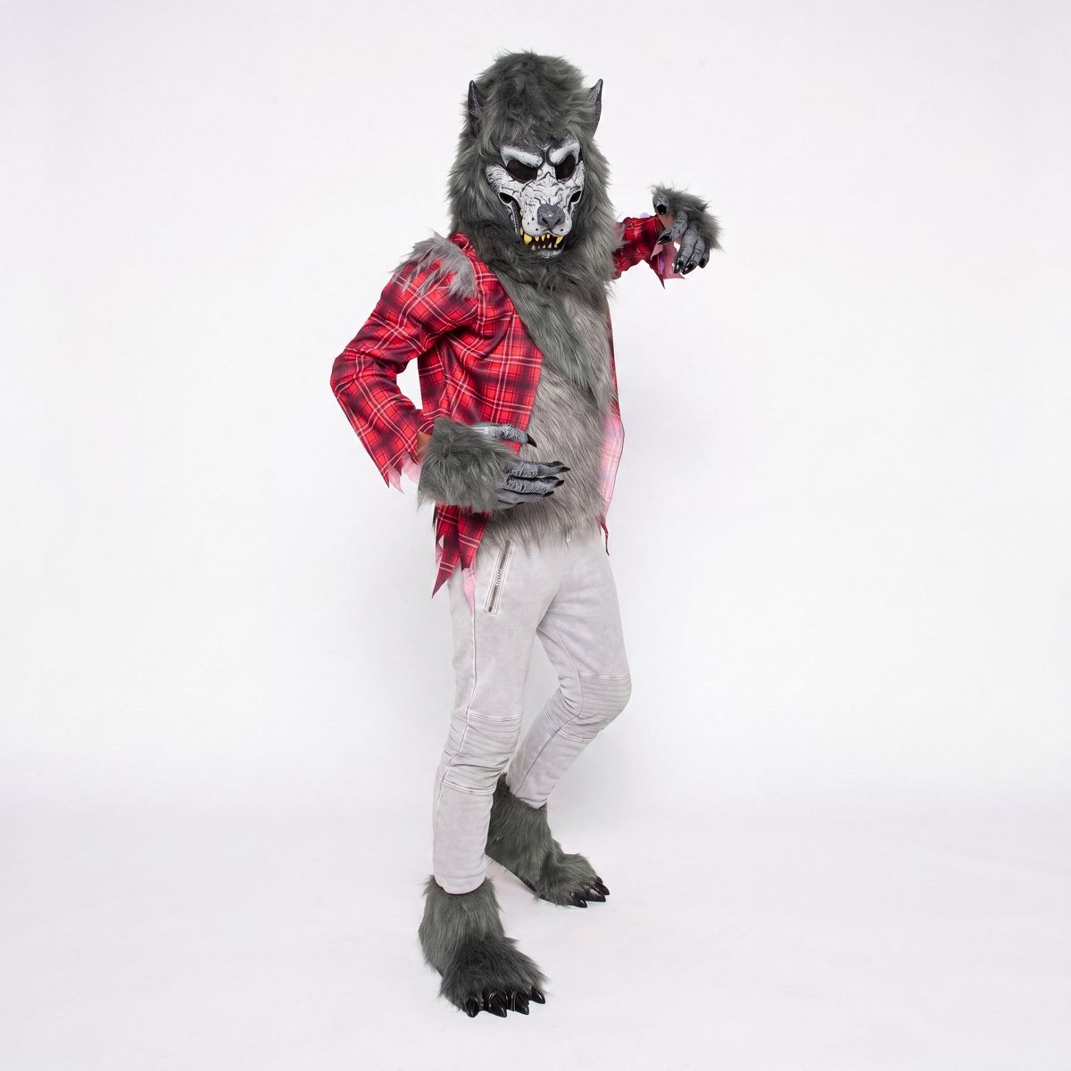 Joyfy Halloween Costume Wolf Suit for Boys, Toddlers wolf costume with Torn Shirt, Mask, Gloves & Claws-Monster Cosplay for Kids Halloween Party - thumbnail 2