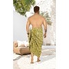 HAPPY BAY Men's Summer Long Vacation Dashiki Sarong Beachwear Holidays Wrap Lava Lava Batik Beach Cover Up Sarongs For Men One Size Leaves, Mustard - 3 of 4