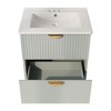 24 Inch Bathroom Vanity, Bathroom Cabinet With Top Sink, 2 Spacious Drawers, Gold Handles, Wall-mounted Sink Bathroom Vanity Cabinet - 4 of 4