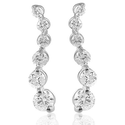 Pompeii3 Ladies 1/2ct Diamond Journey Earrings 14K White Gold
