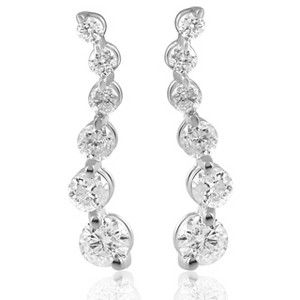 Pompeii3 Ladies 1/2ct Diamond Journey Earrings 14K White Gold - 1 of 4