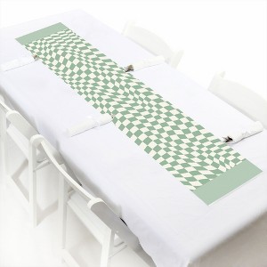 Big Dot of Happiness Sage Green Checkered Party - Petite Paper Table Runner - 12 x 60 inches - 1 of 4