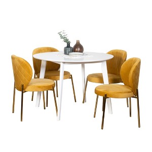 NicBex Round Dining Table Set for 4 Morden Dining Room Table with 4 Velvet Chairs and MDF Tabletop for Home Office - 1 of 4