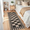 Checkered Easy Jute Runner Rug, Non-Slip Modern Rug Runners, Washable Ultra-Thin Low Pile Indoor Outdoor Carpet Accent Rugs - 3 of 4