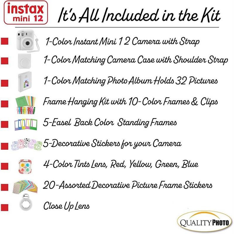 Fujifilm Instax Mini 12 Instant Camera with Case Decoration Stickers Frames Photo Album and More Accessory kit, 3 of 8