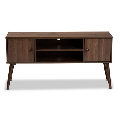 Walnut Brown Mid-Century Modern 2-Door TV Stand
