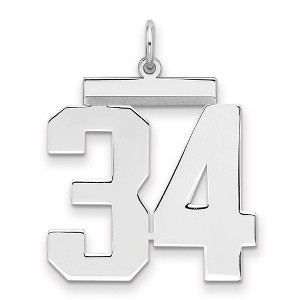 Black Bow Jewelry Sterling Silver, Athletic Collection, Large Polished Number 34 Pendant - 1 of 3