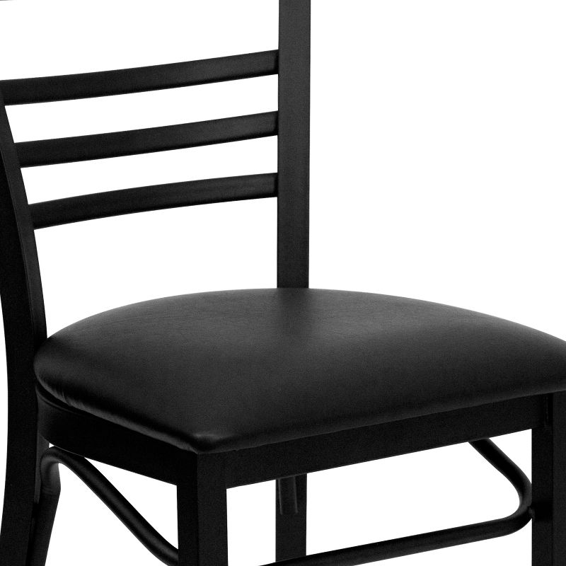 Flash Furniture Black Three-Slat Ladder Back Metal Restaurant Chair, 6 of 12
