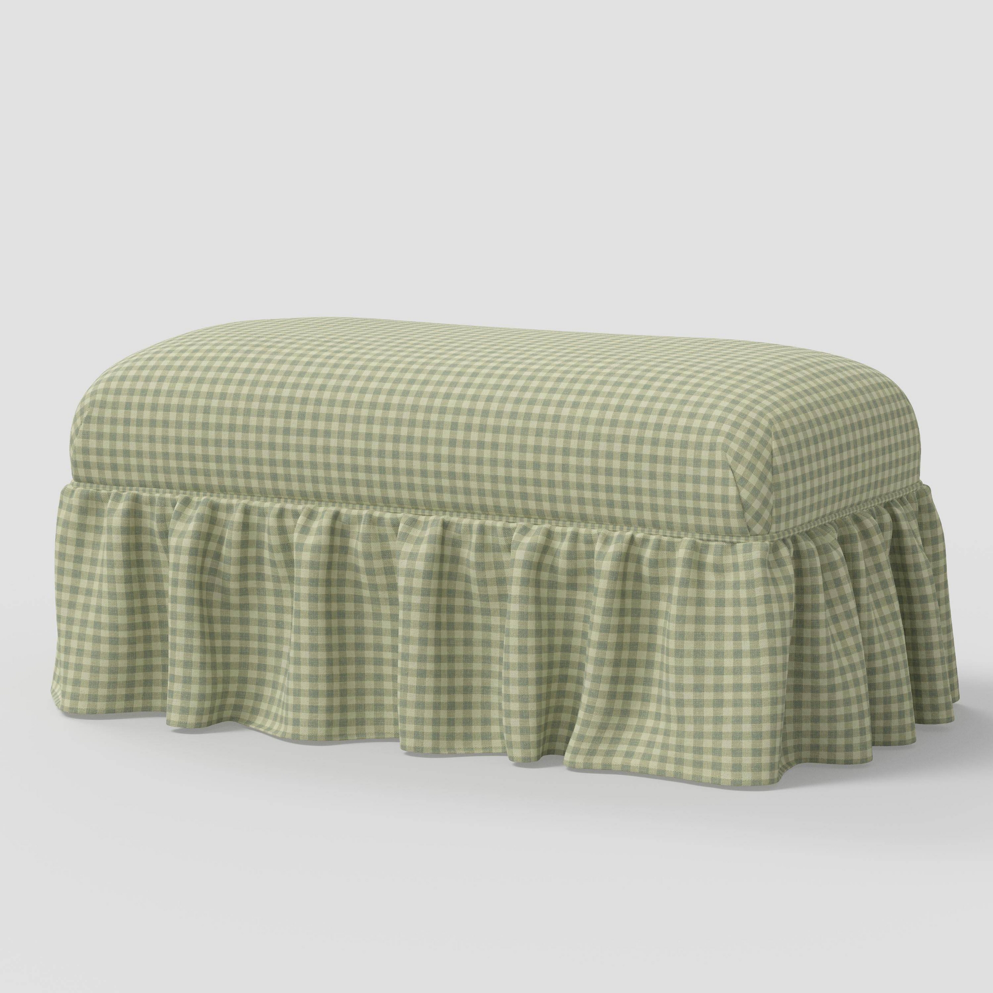Maria Ruffle Skirt Bench in Whitaker Gingham Sage - Threshold™ designed with Studio McGee