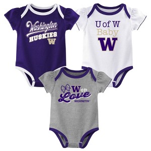 NCAA Washington Huskies Infant Girls' 3pk Bodysuit - 1 of 4
