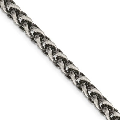Black Bow Jewelry Men's 6mm, Sterling Silver Antiqued Solid Spiga Chain Necklace