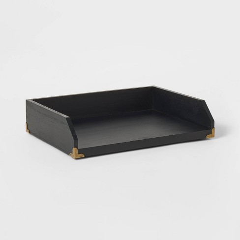 Paper Tray Black Wood - Threshold™ - image 1 of 4