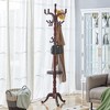 KWPZQEB Wooden Coat Rack, Freestanding Coat Rack with 11 Hooks & Round Storage Tray, Tree Coat Racks for Bedroom, Hallway, Entranc - 3 of 4