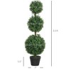 Set of 2 Artificial Ball Boxwood Topiary Trees, Fake Plants in Pot for Indoor Outdoor Living Room Green - 3 of 4
