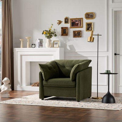 Aukfa Chenille Oversized Armchair, Single Sofa Chair, Modern Armchair Single Sofa Lounge Chair, 23.6" Seat Depth Comfortable Seating for Living Room