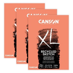 Canson XL Series Sketch Pad, Recycled, Foldover Binding, 100 Sheet, 3.5x5.5 inch, Pack of 3 - 1 of 4