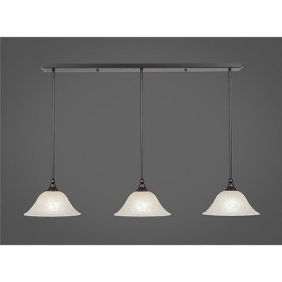 Toltec Lighting Any 3 - Light Chandelier in  Dark Granite with 10" Amber Marble  Shade
