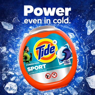 Tide Sport Power HE Deep Cleaning Concentrated Laundry Detergent Pods 63 Pacs - 93oz: Odor Control, Paraben-Free, Sporty Scent