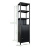 Resenkos BLACK  Storage Tall Slim Cabinet with Shutter Door and 3 Tier Shelves, Freestanding Linen Tower Cabinet, Natural Bamboo - 2 of 4
