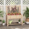 Tangkula Raised Garden Bed w/ Trellis Wooden Elevated Planter Box w/ Legs & Liner Natural - 3 of 4