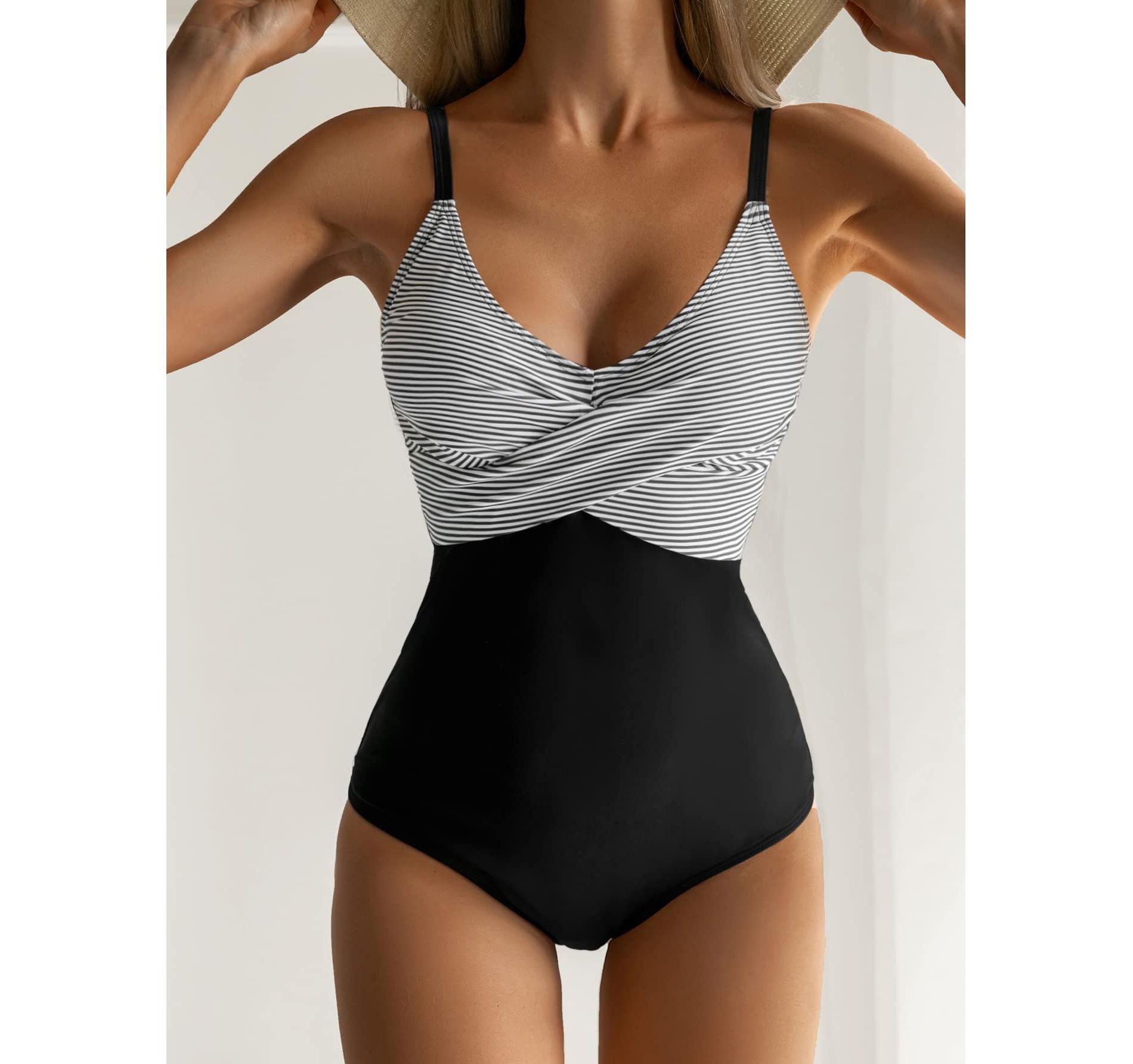 Garvee Womens Halter One Piece Swimsuits Tummy Control Bathing Suits Ruched Push Up Swimwear