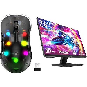 24 Inch Computer Monitor 100hz 1920 x 1080p with HDMI and LED Wireless Mouse - 1 of 4