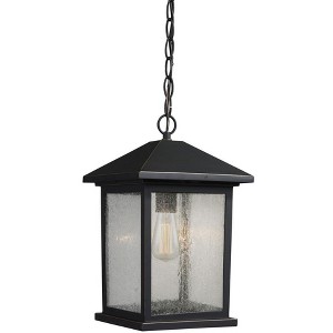 Portland Outdoor Pendant Light - 8" x 13.5" - Dimmable Glass Fixture, Wet Rated, 1 Bulb - 1 of 4