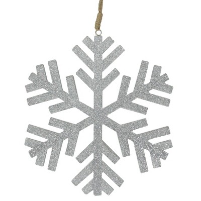 Northlight 8.75" Silver and Brown Glittered Snowflake Shaped Christmas Ornament