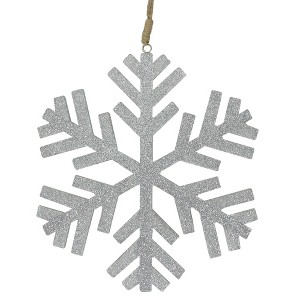 Northlight Glitter Drenched Wooden Snowflake Christmas Ornament - 8.75" - Silver Tone - 1 of 1