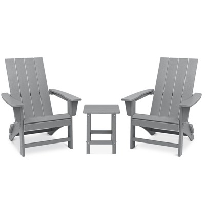 GARPROVM 2 Upgraded Folding HDPE Adirondack Chairs with Side Table Weather-Resistant For Outdoor