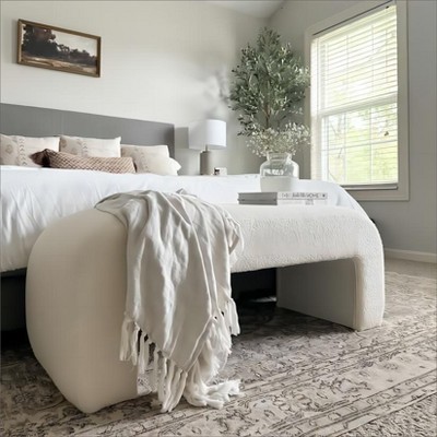 Lily 47" Upholstered Large Bouclé Waterfall Bench Look Storage Bench for Bedroom-Maison Boucle