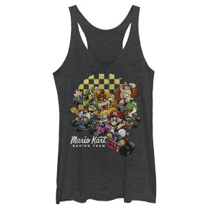 Women's Nintendo Mario Kart Cast Collage Racerback Tank Top - 1 of 3