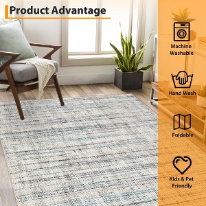coucheta Machine Washable Area Rug, Modern Abstract Stain Resistant Low-Pile Faux Linen Design Carpet with Non Slip Backing, for Living Room, Bedroom - 1 of 4
