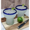 Dos Sueños Mexican Hand Blown  Stemless Margarita Glasses - Blue Rim - 14oz - Set of 4 - 4 of 4